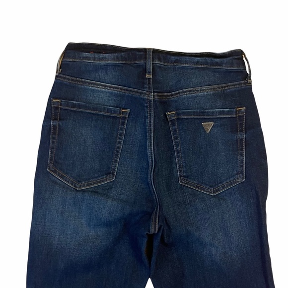 Guess Dark Wash Distressed Destroyed Ripped Knee High Rise Blue Denim Cr… - Picture 5 of 8